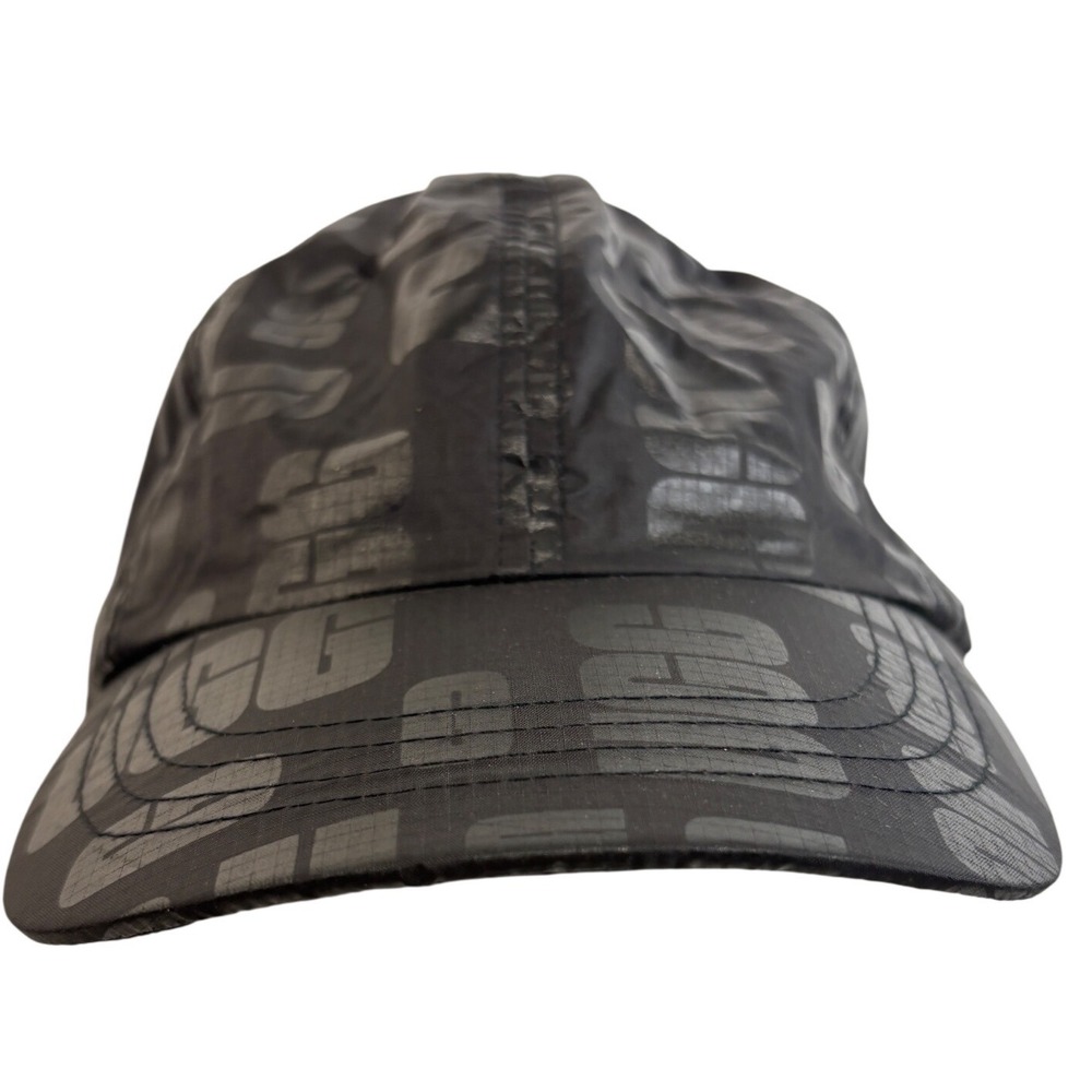 UGG Black Scatter Graphic Nylon Ripstop Baseball Cap Hat 1138011 Mens Womens O/S